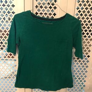 Emerald green mid-sleeved t-shirt with small pocket from Boden